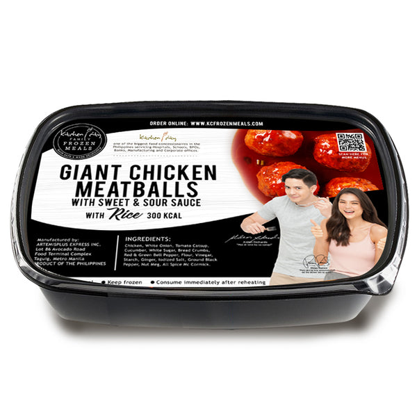 Giant Chicken Meatballs with Sweet & Sour Sauce Rice Meal